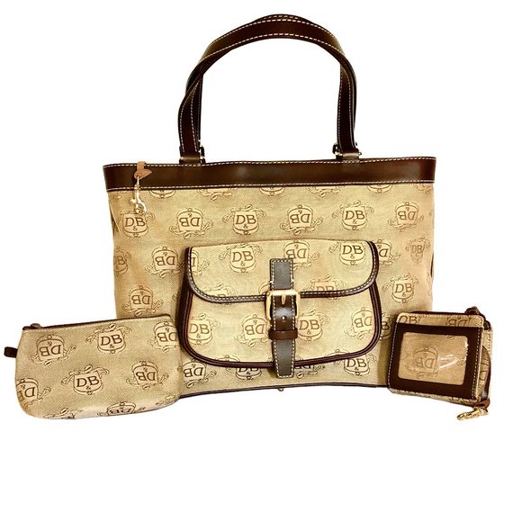 Authentic Dooney & Bourke Donegal Collection Satchel Tote Bag 2 Accessories - Picture 1 of 14